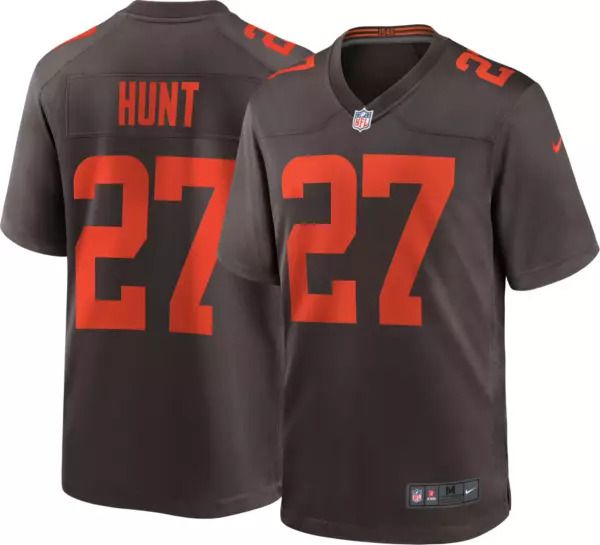 Men Cleveland Browns #27 Kareem Hunt Nike Brown Alternate Game NFL Jersey->cleveland browns->NFL Jersey